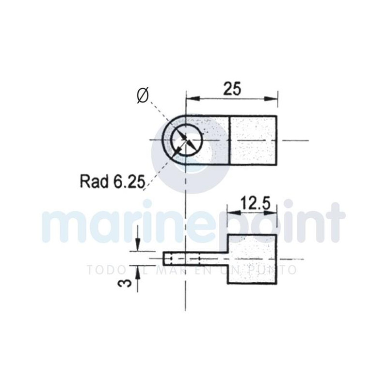 TERMINAL OJO 8mm p/ELEVADOR INOX (123045)...