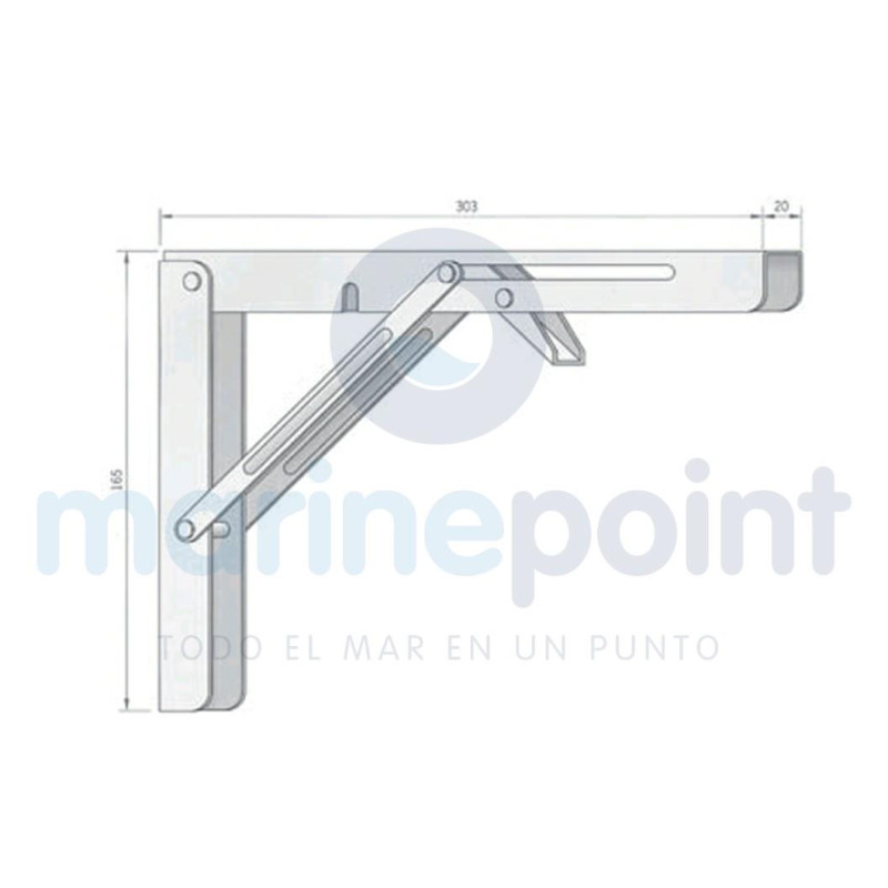 SOPORTE PLEGABLE INOX p/MESA, MODELO L, 307 x 165 x 29mm