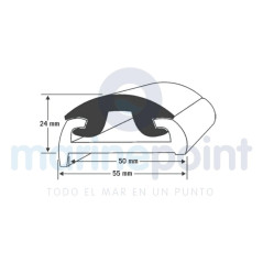 BASE PERFIL PVC 1613R NEGRO, BARRA DE 3,65m