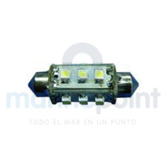 BOMBILLA FESTOON 12 LEDS, 4 CARAS, 10/30v, 3w, 43 x 14mm