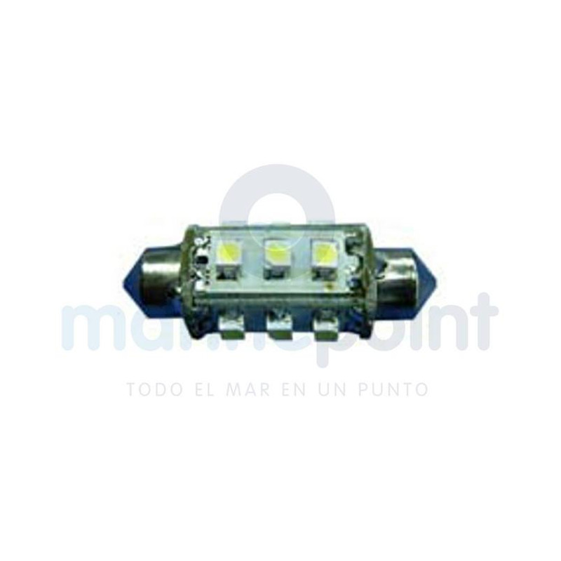 BOMBILLA FESTOON 12 LEDS, 4 CARAS, 10/30v, 3w, 43 x 14mm