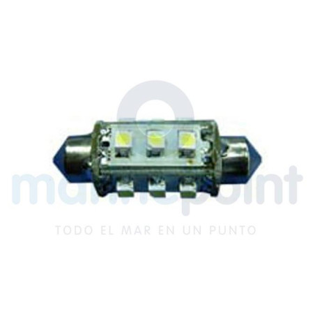 BOMBILLA FESTOON 12 LEDS, 4 CARAS, 10/30v, 3w, 43 x 14mm