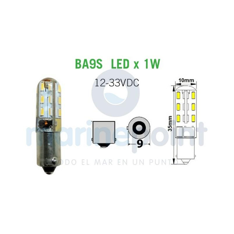 BOMBILLA LED SILICONADA, BA9S, 12-33v, Bco.frio