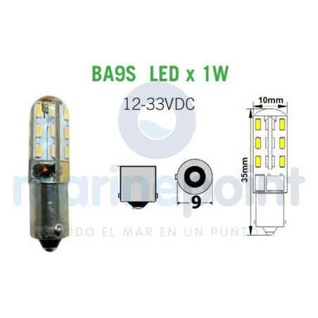 BOMBILLA LED SILICONADA, BA9S, 12-33v, Bco.frio