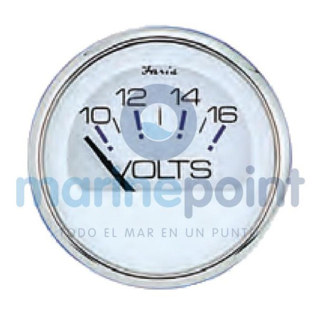 Faria - VOLTIMETRO FARIA 12v, BLANCO, ARO PLATA