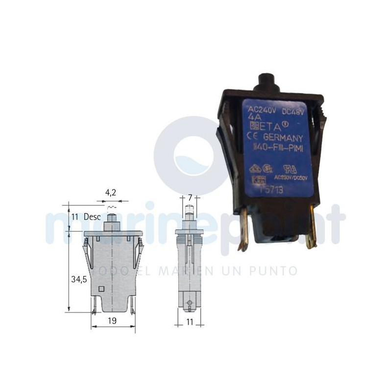 INTERRUPTOR MAGNETOTERMICO, E-T-A, 6 A