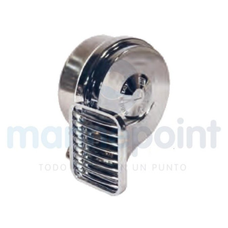 BOCINA ELECTRICA DOBLE 12v, 410-490 Hz, LATON CROMADO, MARCO