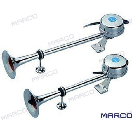 Marco - BOCINA ELECTRICA TROMPETA DOBLE, 12v, 400/470mm, MARCO