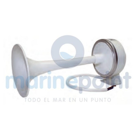 BOCINA ELECTRICA 12v, 250mm, LATON BARNIZADO EN BLANCO, MARCO