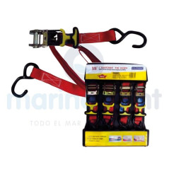 TRINCAJE CINCHAS AMARRE 1" ROJO 4,5 m.( PACK DE 4) p/CARGAS 400 Kg