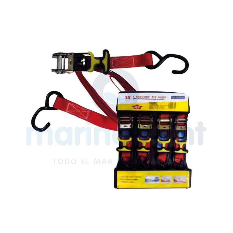 TRINCAJE CINCHAS AMARRE 1" ROJO 4,5 m.( PACK DE 4) p/CARGAS 400 Kg