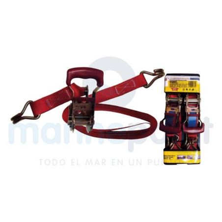 CINCHAS AMARRE 1 1/16"  ROJO 4,5 m.( PACK DE 2) p/CARGAS 600 Kg