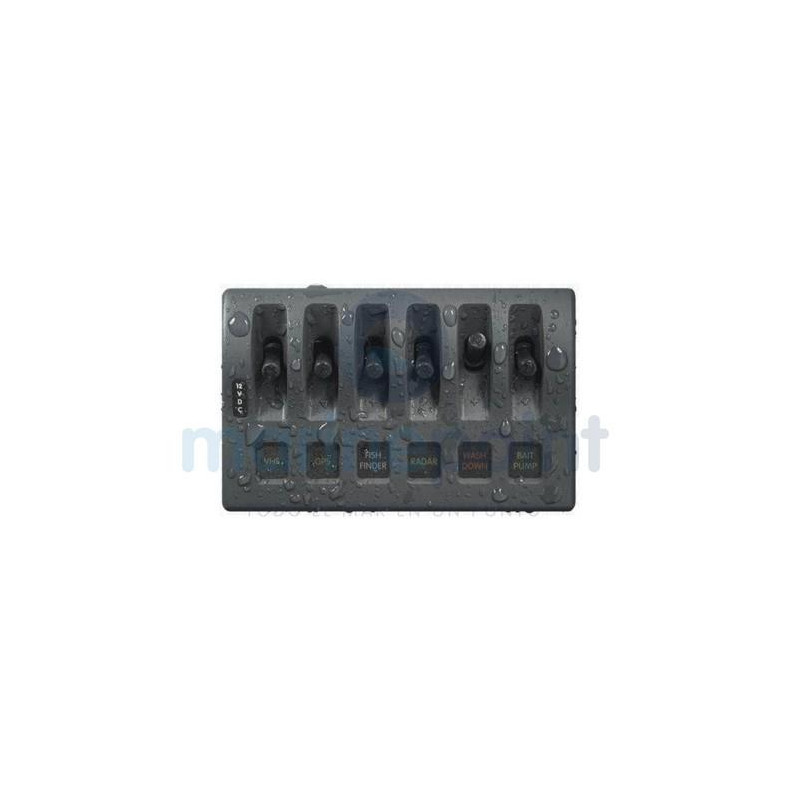 PANEL INTEMPERIE 6p, INTERRUPTORES NEGROS, BLUE SEA