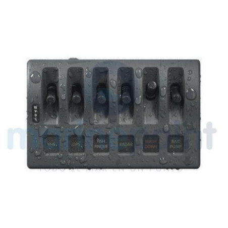 PANEL INTEMPERIE 6p, INTERRUPTORES NEGROS, BLUE SEA