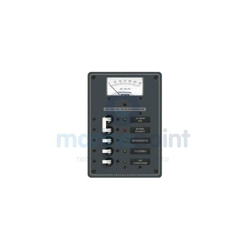 PANEL AC VOLTIMETRO + 3 INT.SIMPLE y 1 DOBLE