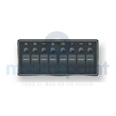 Blue Sea - PANEL WP 8 INTERRUPTORES, HORIZONTAL, NEGRO, 238 x 108mm, BLUE SEA