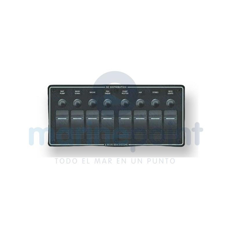 PANEL WP 8 INTERRUPTORES, HORIZONTAL, NEGRO, 238 x 108mm, BLUE SEA