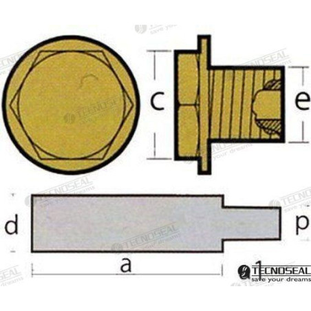 Tecnoseal - ANODO c/TUERCA NANNI DIESEL (MERCEDES)