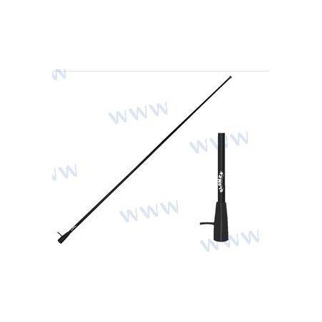 Glomex - ANTENA GLOMEX VHF 1,5m FIBRA ECONOMICA, 3dB, 4,5mt CABLE, NEGRA