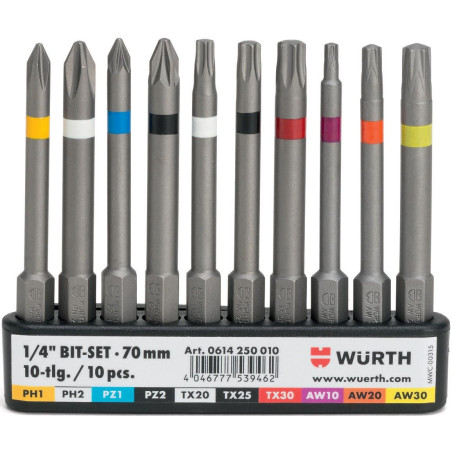 Würth - PUNTAS COMBINADAD, JUEGO. 1/4, 31pz 70 ANI.++...