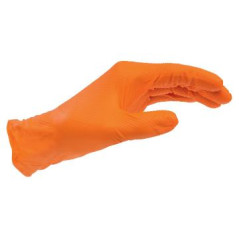 GUANTES NITRILO NARANJA, T-L, DESECHABLES, CAJA 50u