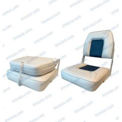 ASIENTO SEMIPIEL, BLANCO y AZUL, 430 x 520mm