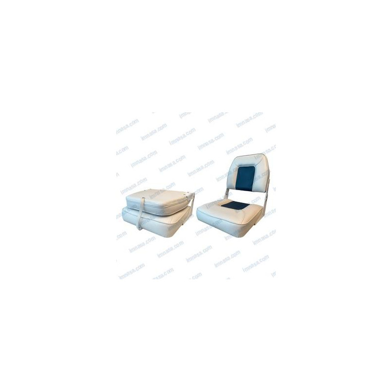 ASIENTO SEMIPIEL, BLANCO y AZUL, 430 x 520mm