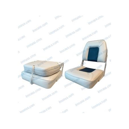 ASIENTO SEMIPIEL, BLANCO y AZUL, 430 x 520mm.