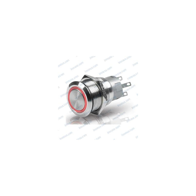 INTERRUPTOR PULSADOR, ON-OFF 12v c/ LED ROJO