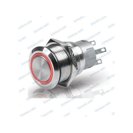 INTERRUPTOR PULSADOR, ON-OFF 12v c/ LED ROJO