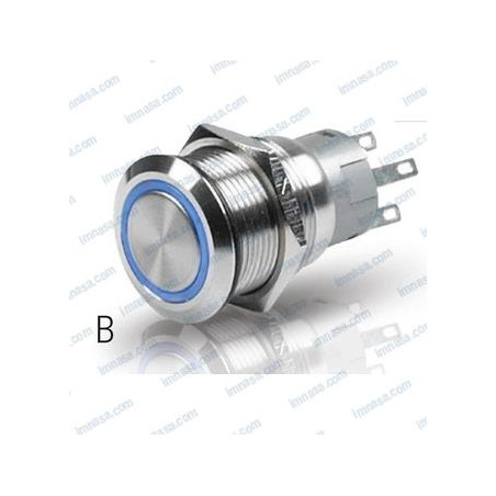 INTERRUPTOR PULSADOR, ON/OFF 24v c/LED AZUL