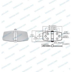 Marine Town - BISAGRA BUTTERFLY UP 39,6 x 78mm, INOX 316