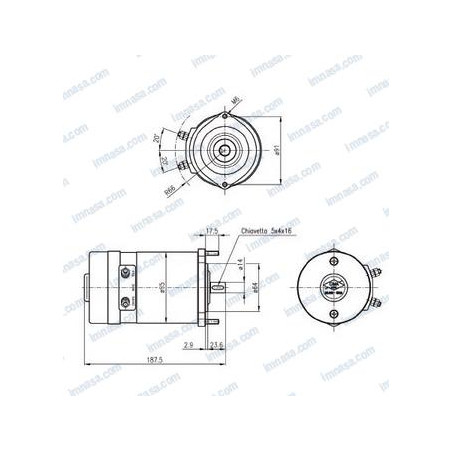 Cima - MOTOR MOLINETE, 12v, 700w, 2 TERMINALES p/CAJA 4 TERMINALES...