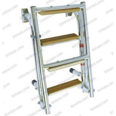 ESCALERA PLEGABLE INOX, 4 PELDAÑOS, TECA