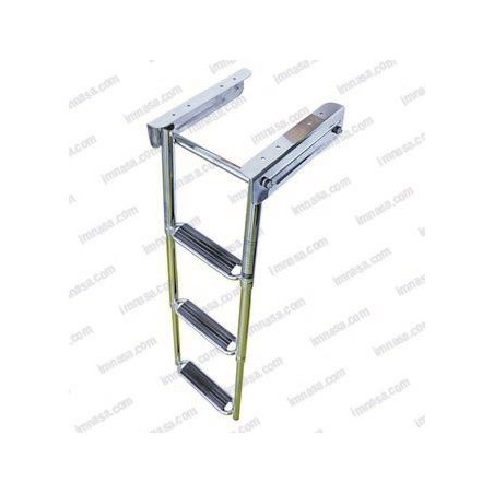 ESCALERA TELESCOPIA PLEGABLE INOX, BAJO PLATAFORMA, 3 PELDAÑOS