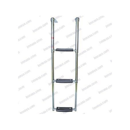 ESCALERA TELESCOPICA, 4 PELDAÑOS DOBLE TUBO INOX, REFORZADA