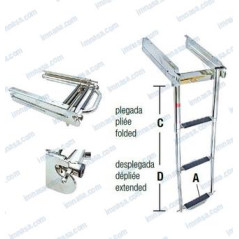 ESCALERA INOX AJUSTABLE, c/CIERRE, 4p, 254mm