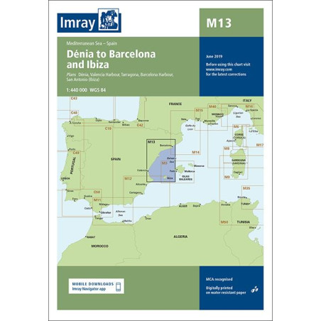 Imray - CARTA IMRAY, M13,( INGLES) , COSTA DORADA. DENIA a BARCELONA