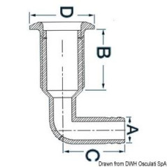 Osculati - PASACASCOS NYLON GRIS c/ARO INOX, CODO 90º, 1" 25mm