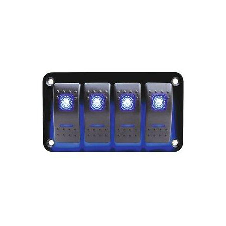 PANEL 4 INTERRUPTORES C/LED AZUL 12-24V