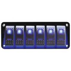 PANEL 6 INTERRUPTORES c/LED AZUL, 12-24v