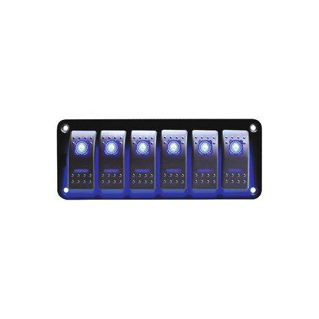 PANEL 6 INTERRUPTORES c/LED AZUL, 12-24v