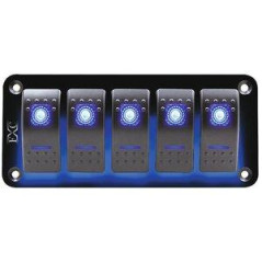 PANEL 5 INTERRUPTORES c/LED AZUL, 12-24v