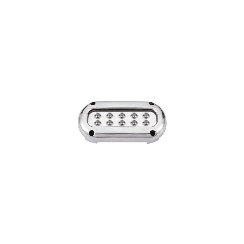 LUZ SUMERGIBLE INOX, 10 LEDS, AZUL, 10-30v, IP68 SUPERFICIE