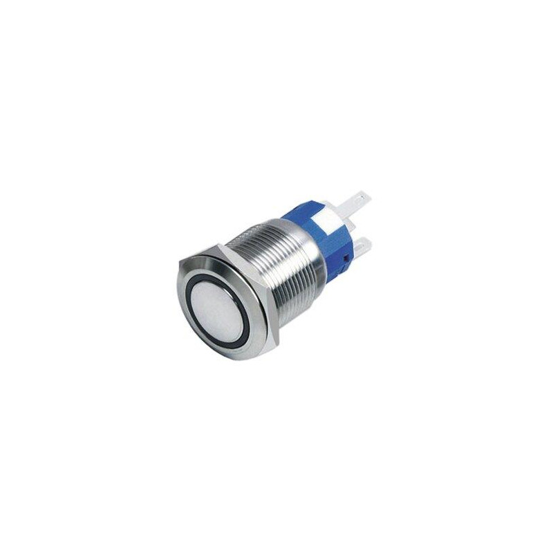 PULSADOR INOX OFF-(ON) c/LED ROJO, 12v, 5A, 19mm