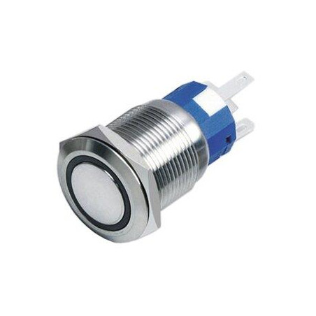 PULSADOR INOX OFF-(ON) c/LED ROJO, 12v, 5A, 19mm