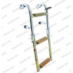 ESCALERA PLEGABLE INOX, c/3 PELDAÑOS DE TECA