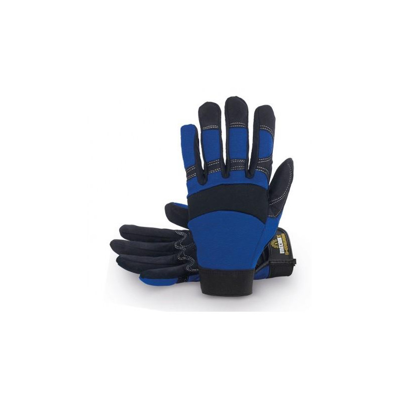 GUANTES PIEL SINT.GRIS/AZUL