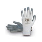 GUANTES POLIESTER BLANCO, SIN COSTURAS, RECUB.NITRILO GRIS EN PALMA, T8