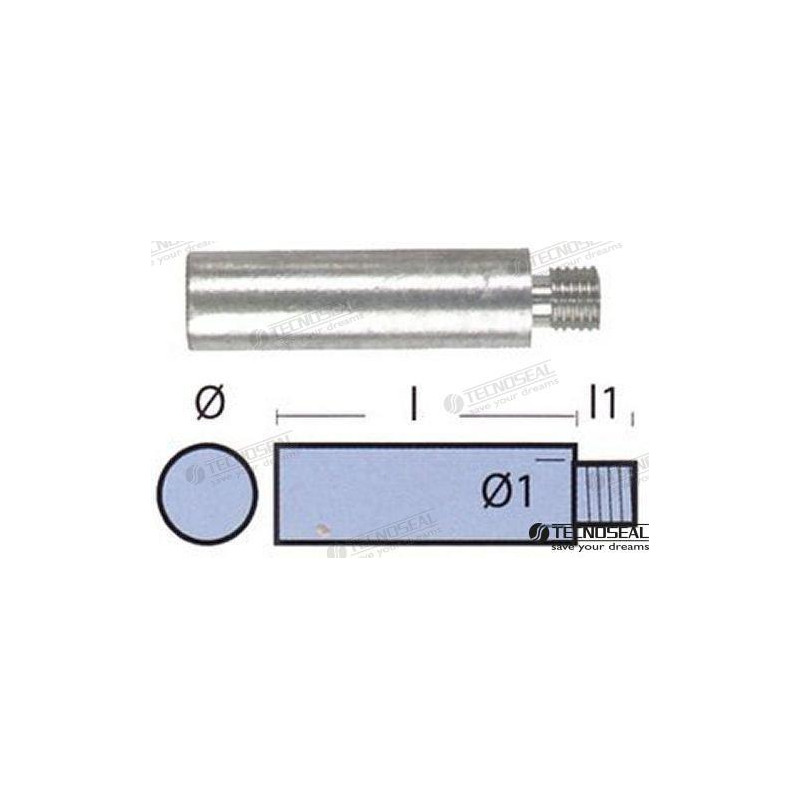 ANODO MOTOR YANMAR COMPLETO, L 30mm, YANMAR:119574-44150 ONAN y 130-4434